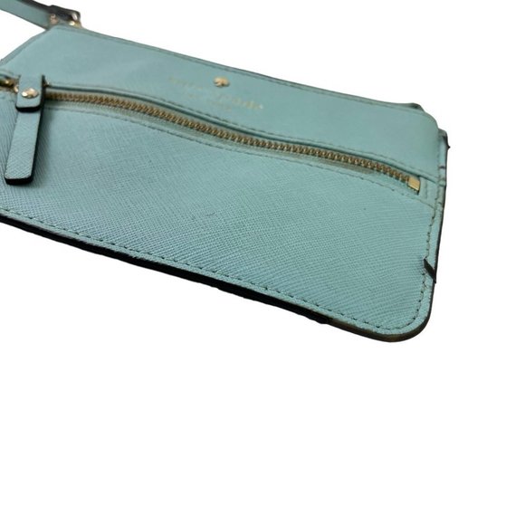 Kate Spade New York Aqua Blue Wristlet Coin Purse 100% Cow Hide Genuine Leather - Picture 7 of 16